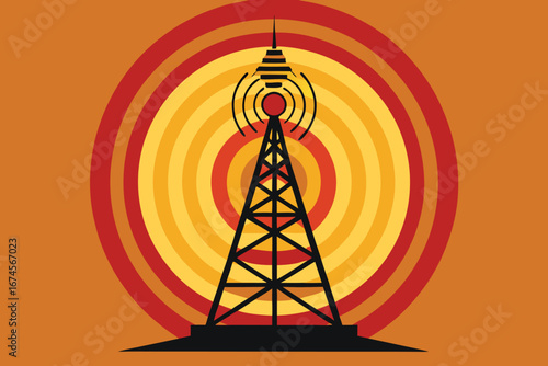 Cell Phone Tower icon of silhouette vector illustration