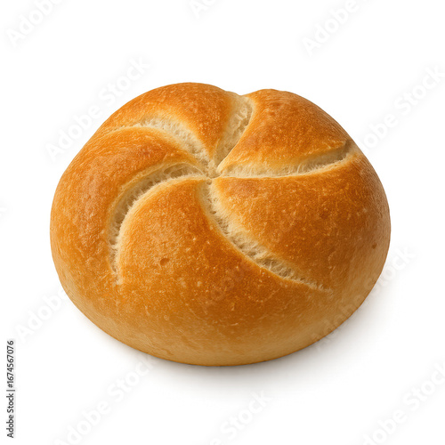 Kaiser roll, golden wheat bun with star pattern
