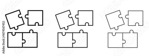 Puzzle icon in linear versions. Editable line