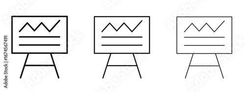 Presentation icon in linear versions. Editable line