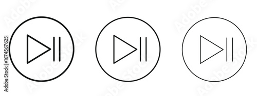 Play pause icon in linear versions. Editable line