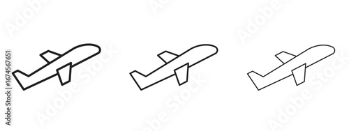 Plane icon in linear versions. Editable line