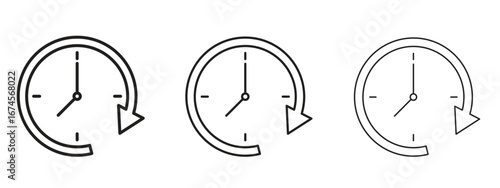Past time icon in linear versions. Editable line