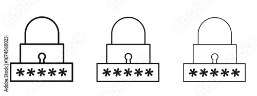 Password icon in linear versions. Editable line