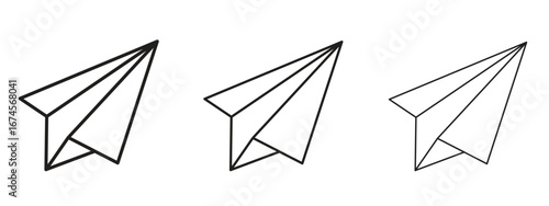 Paper plane icon in linear versions. Editable line
