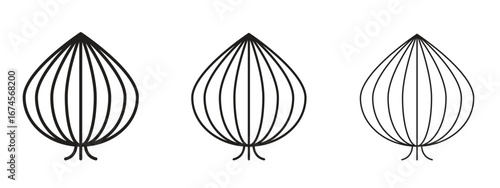 Onion icon in linear versions. Editable line