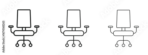 Office chair icon in linear versions. Editable line