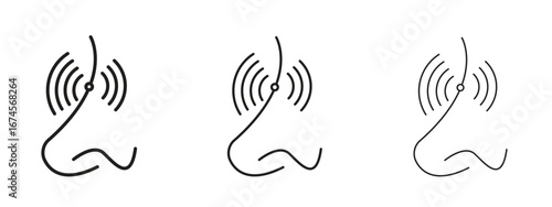 Nose pain icon in linear versions. Editable line
