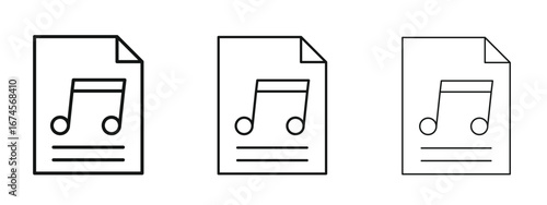 Music File icon in linear versions. Editable line