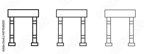 Metal detector icon in linear versions. Editable line
