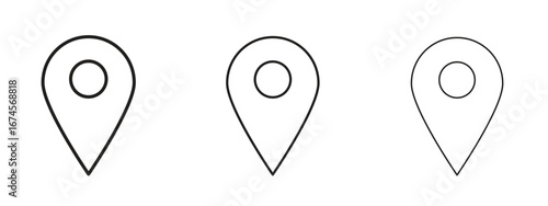 Map marker icon in linear versions. Editable line