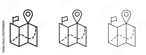 Map icon in linear versions. Editable line