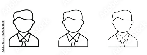 Man icon in linear versions. Editable line