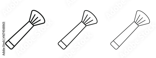 Makeup brush icon in linear versions. Editable line