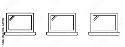 Laptop icon in linear versions. Editable line