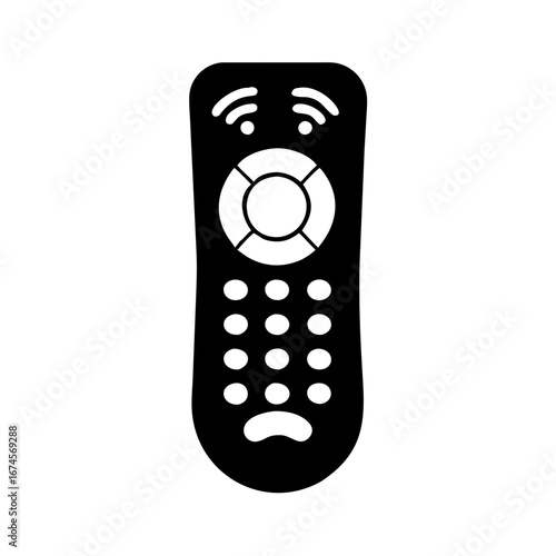 Vector art of remote control with wifi signal is a handheld device used to control television