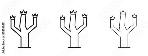 Joshua tree icon in linear versions. Editable line