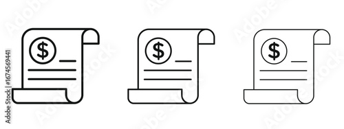 Invoice icon in linear versions. Editable line