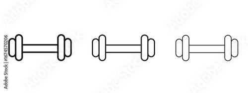Gym icon in linear versions. Editable line