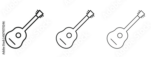 Guitar icon in linear versions. Editable line
