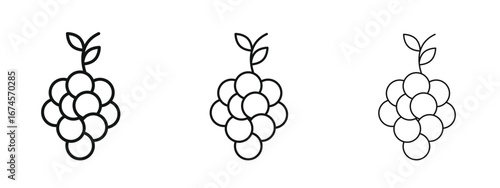 Grape icon in linear versions. Editable line
