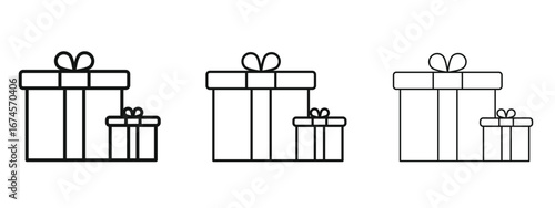 Gifts icon in linear versions. Editable line