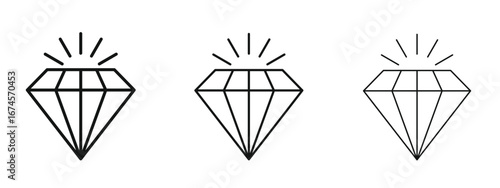 Gem icon in linear versions. Editable line
