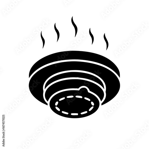 Vector art of smoke detector icon with smoke, essential for home safety and fire prevention, ensuring early warning and protection