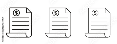 File invoice icon in linear versions. Editable line