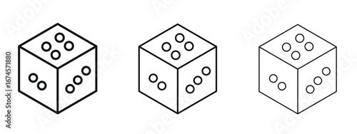 Dice icon in linear versions. Editable line