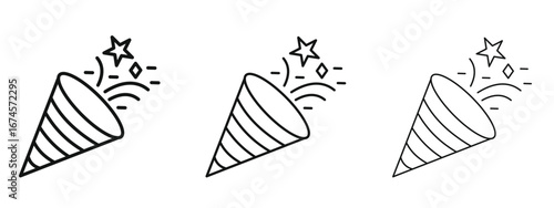 Confetti icon in linear versions. Editable line