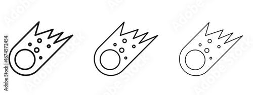 Comet icon in linear versions. Editable line