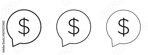 Comment dollar icon in linear versions. Editable line