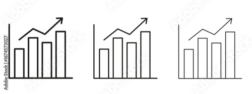 Chart histogram icon in linear versions. Editable line