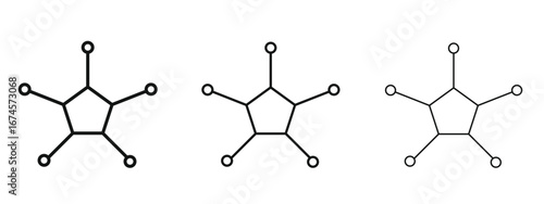 Chart connected icon in linear versions. Editable line