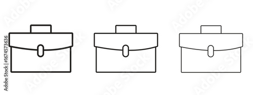 Briefcase icon in linear versions. Editable line