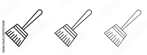 Broom icon in linear versions. Editable line