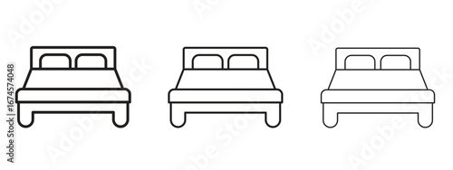 Bed icon in linear versions. Editable line