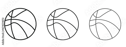 Basketball icon in linear versions. Editable line