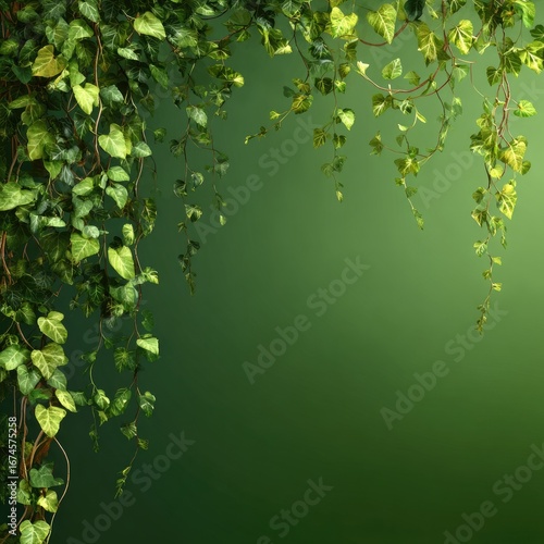 Lush Ivy Frame, Green Background, Nature, Design