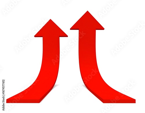 Two red arrows curving upward