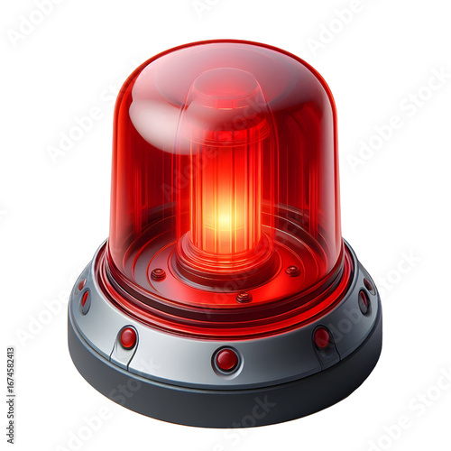 Red siren light isolate on White background