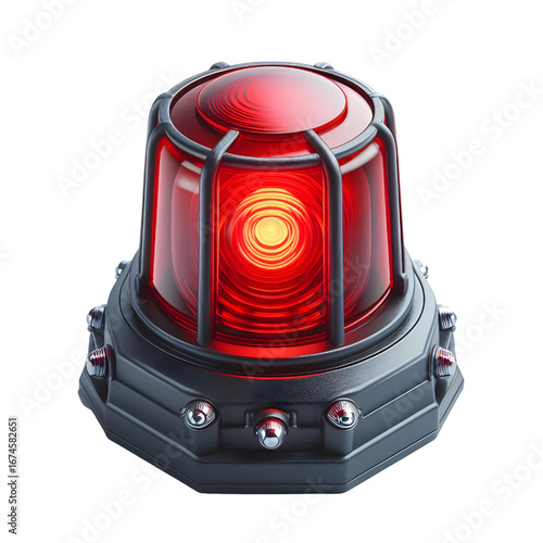 Red siren light isolate on White background