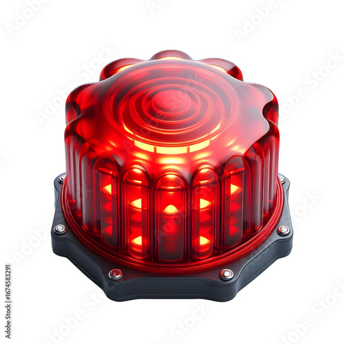 Red siren light isolate on White background