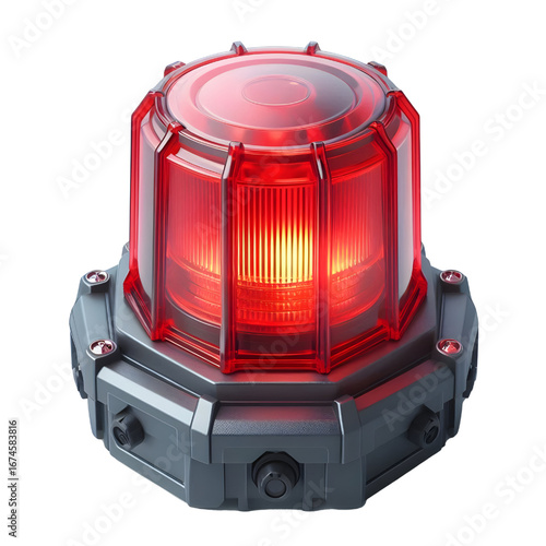 Red siren light isolate on White background