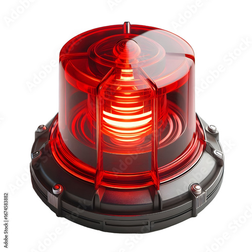 Red siren light isolate on White background