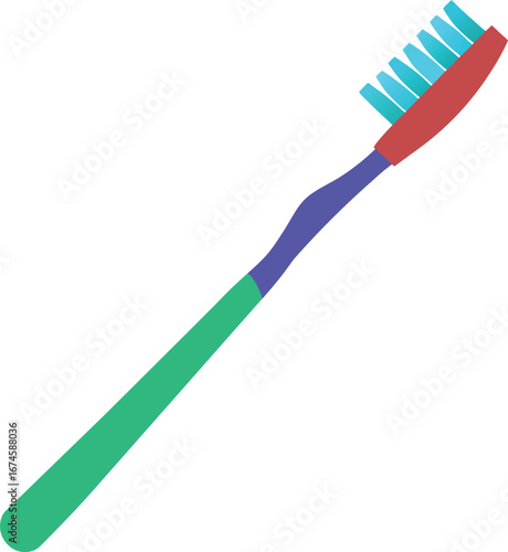 Colorful Stylized Toothbrush Vector Illustration Icon