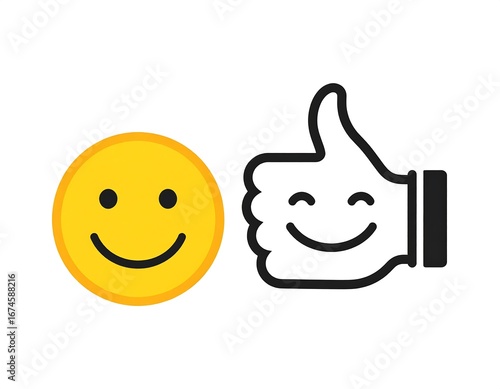 Positive feedback icons, smiley face and thumbs up
