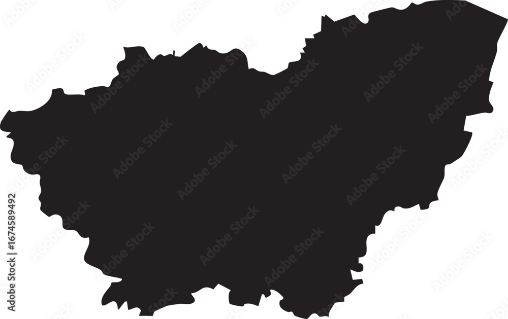 Fototapeta premium South Yorkshire Map Solid Black Silhouette
