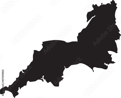 South West England Map Solid Black Silhouette
